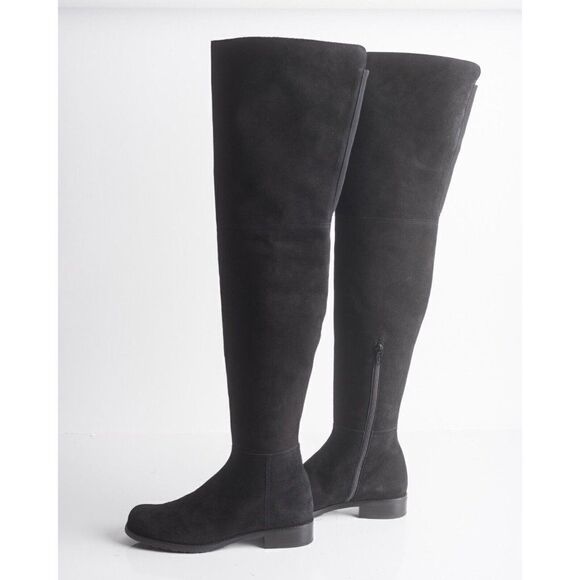 Stuart Weitzman Womens Black Suede Thigh High Boots Flats Pull On Sz US 6 - Picture 5 of 8